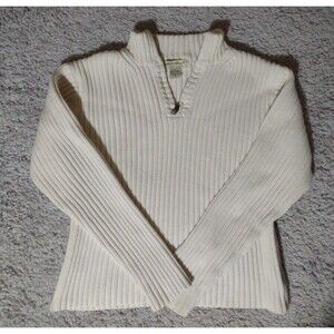 White Eddie Bauer Medium Thick 1/4 Zip Sweater Vintage
